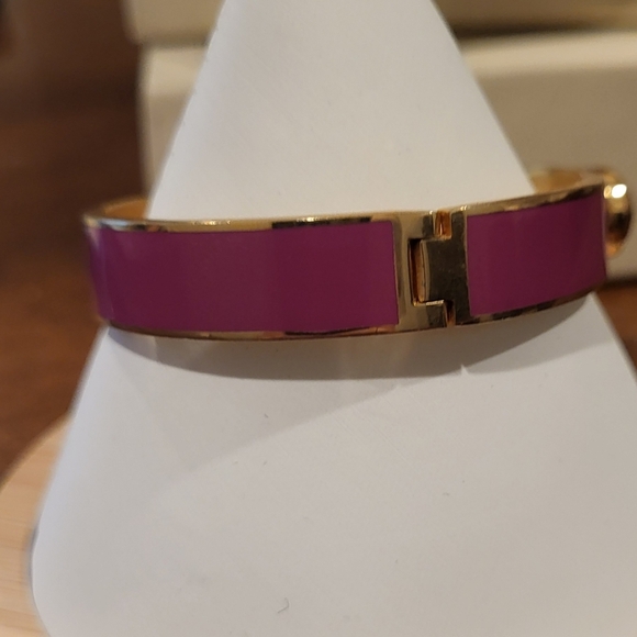 Coach Pink & Gold Tones Hinged Bangle Bracelet - Picture 2 of 5